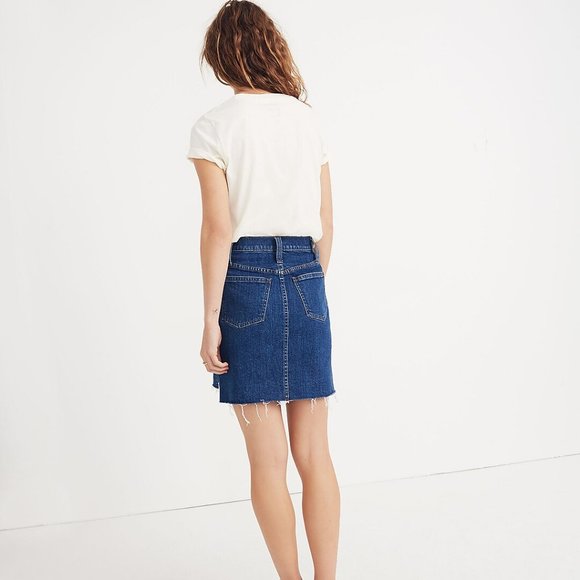Madewell Skirt Denim Jean Mini Stretch Raw Step-Hem Edition Preppy Sz 24 #J2735 - Picture 6 of 13